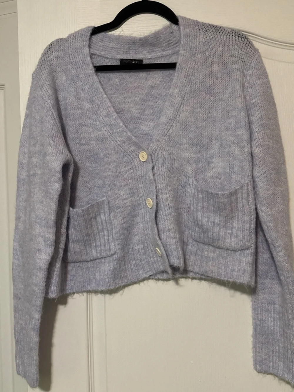 Papermoon Pastel Lavender Knit V-Neck Button Cardigan